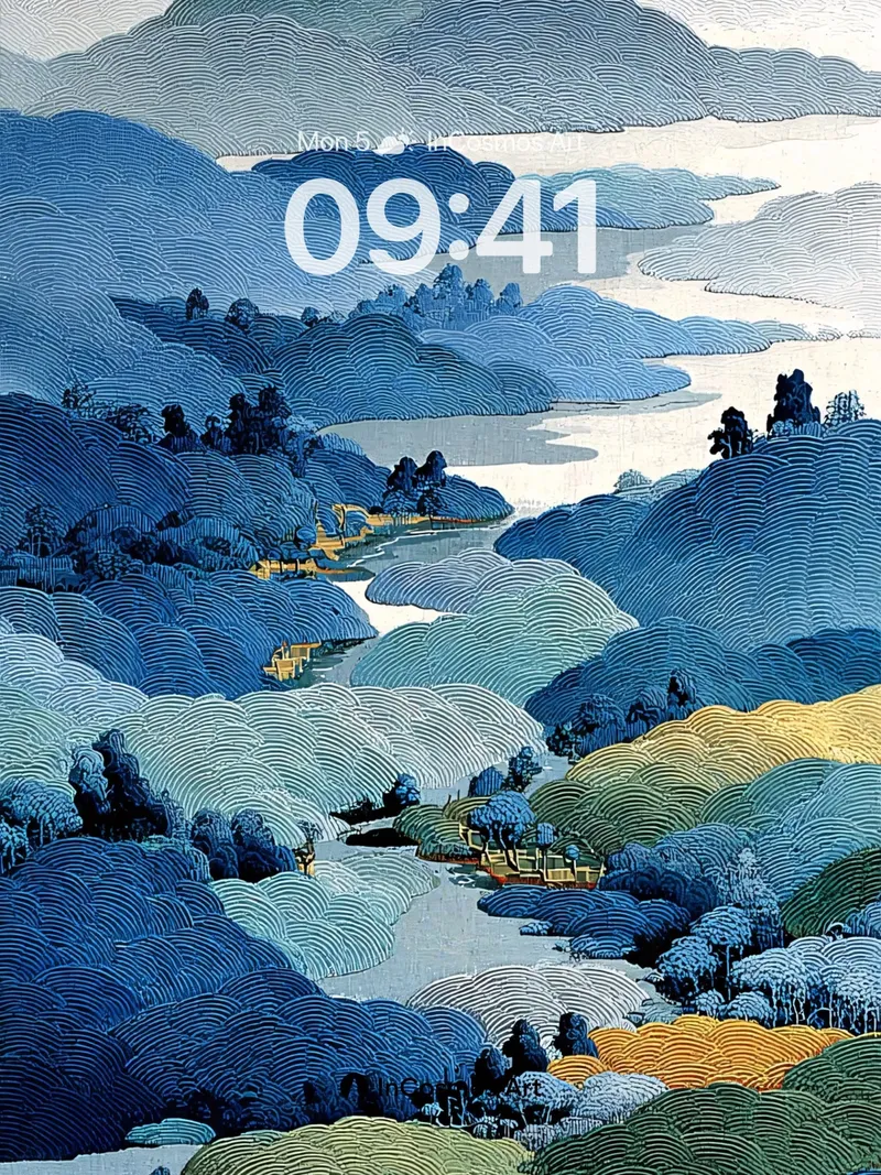 Sapphire River Wallpaper with Whispering Hills