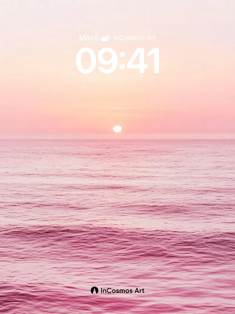 Serenity Horizon Wallpaper with Rose Tinted Light