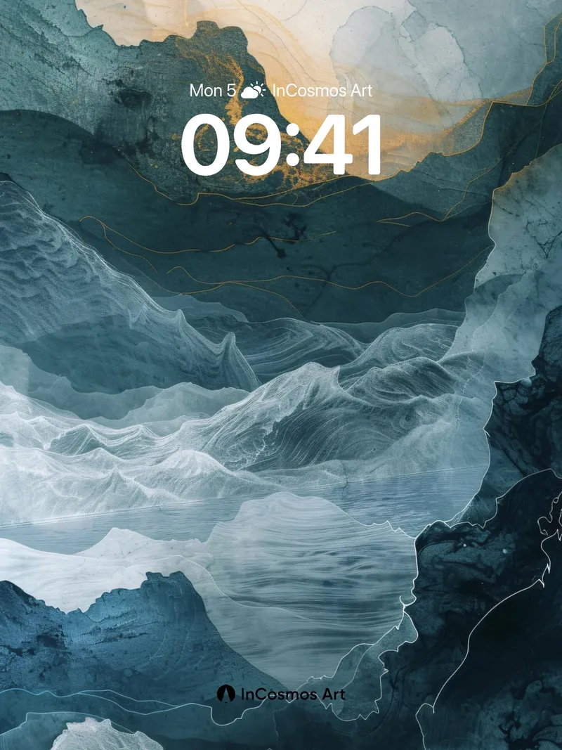 Frozen Abyss Wallpaper with Golden Veins