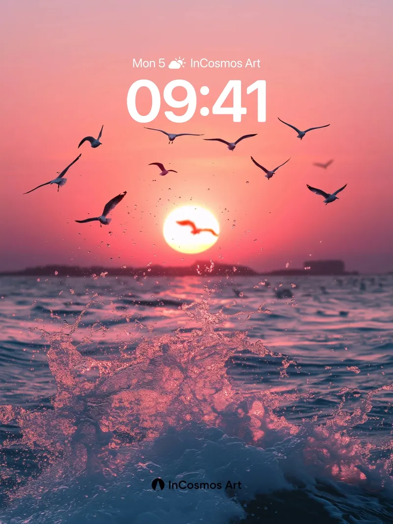 Crimson Horizon Wallpaper with Soaring Wings