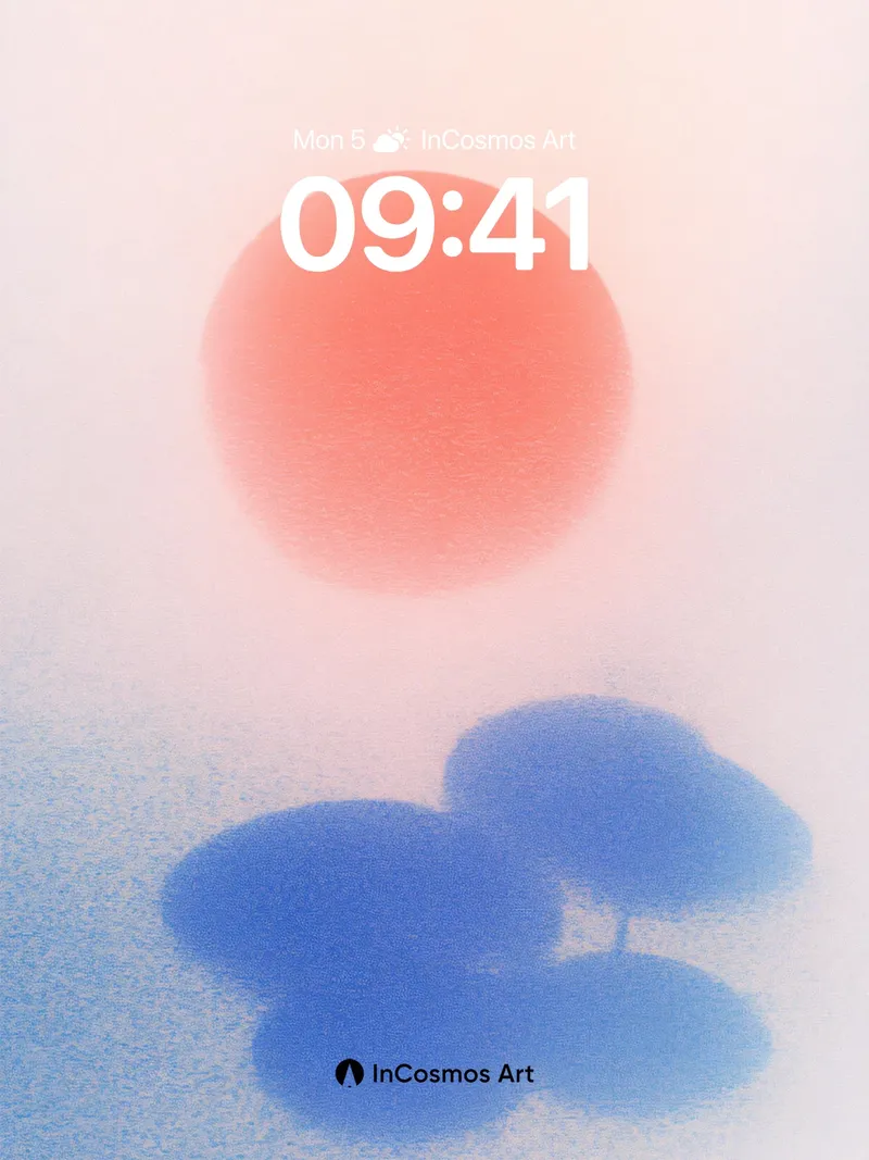 Serene Horizon Wallpaper with Floating Blue Forms