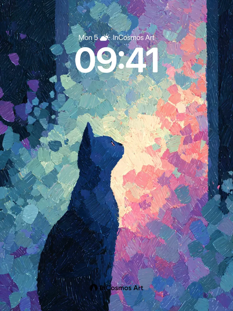 Nocturnal Gaze Wallpaper with Stained Glass Light