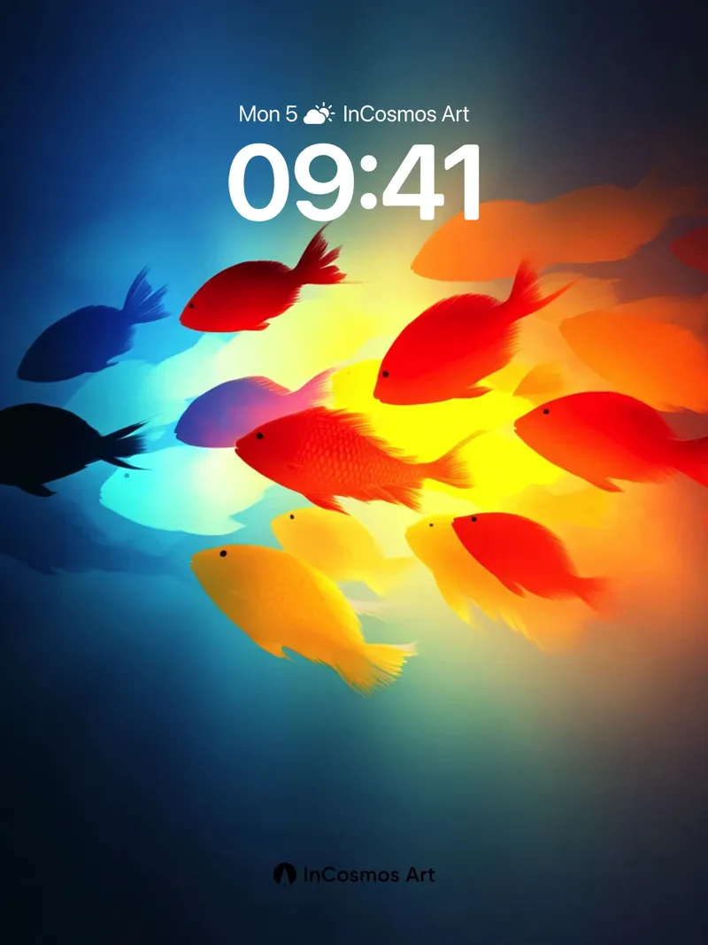 Luminous Swarm Wallpaper with Electric Fish