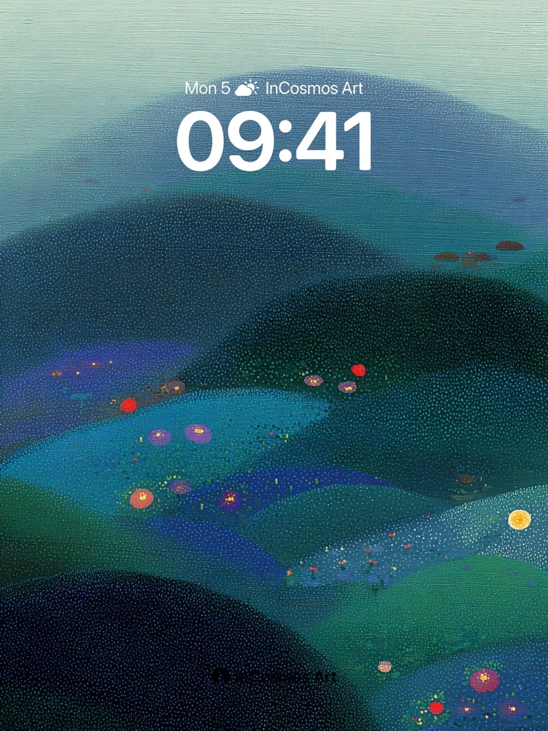 Whispering Hills Wallpaper with Floating Lights