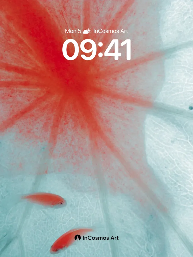 Serenity Vein Wallpaper with Floating Emberfish