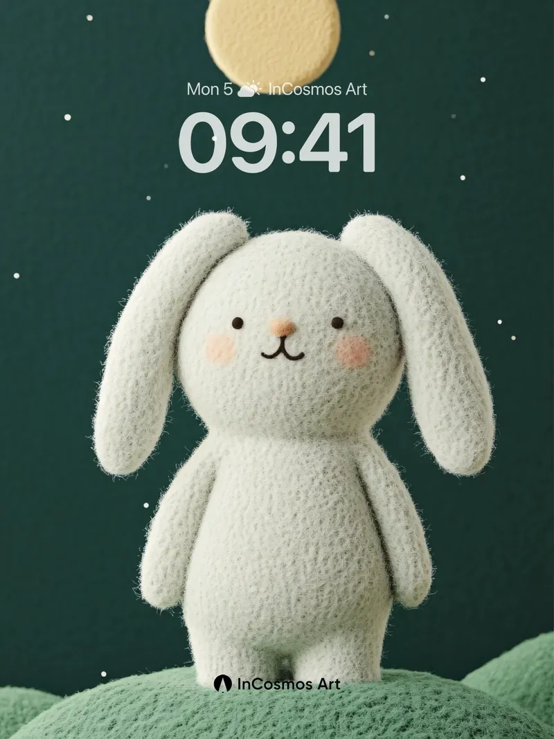 Moonlit Hare Wallpaper with Soft Knit Texture