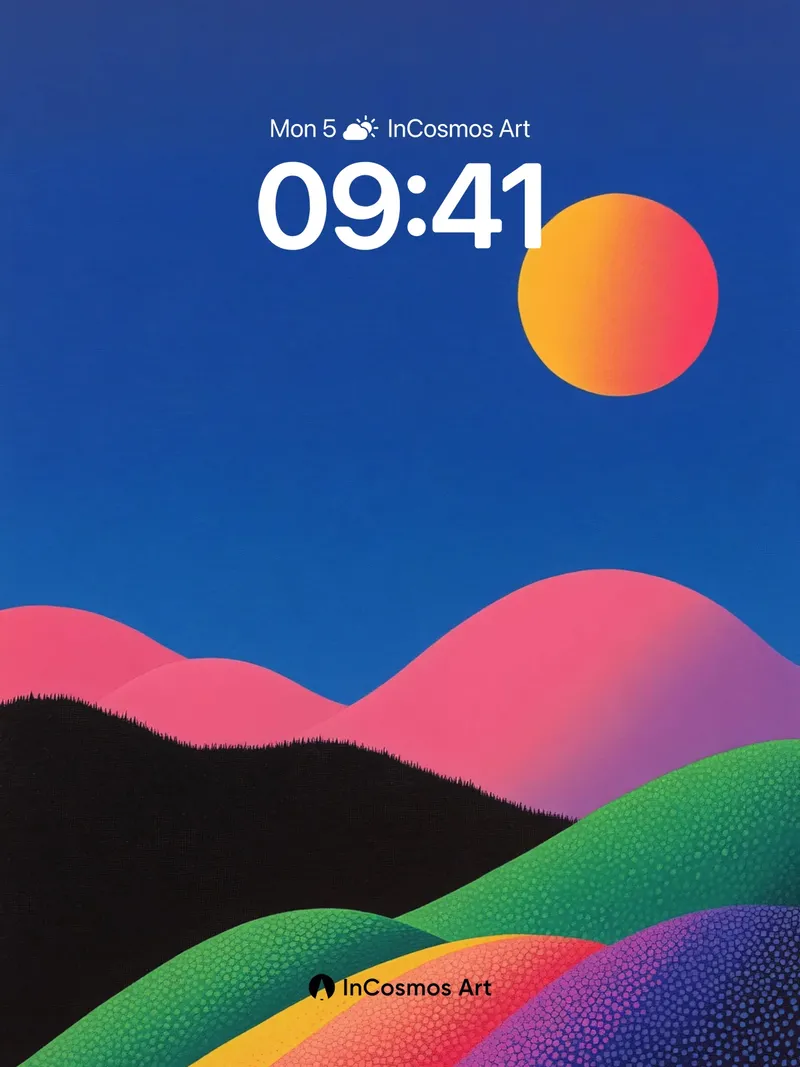 Surreal Horizon Wallpaper with Gradient Hills