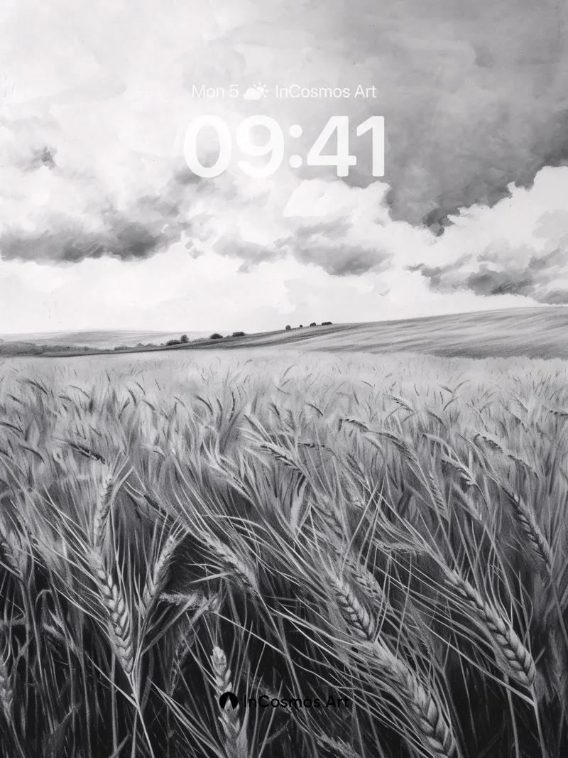 Whispering Wheat Wallpaper in Monochrome Hush