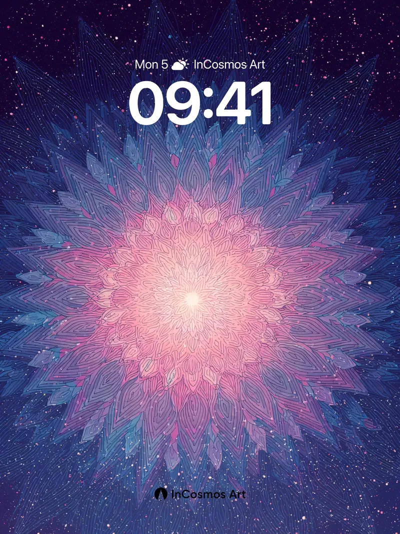 Cosmic Bloom Wallpaper with Ethereal Petals