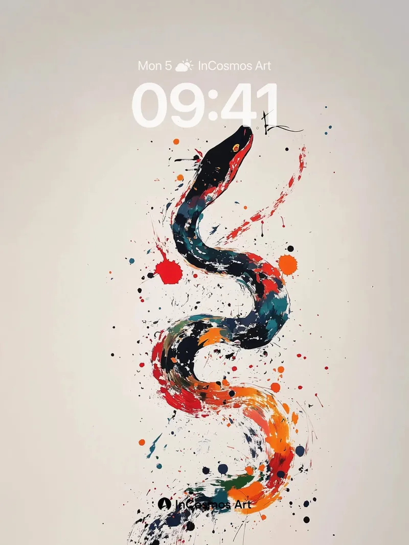 Crimson Coil Wallpaper with Ink Splatter Soul