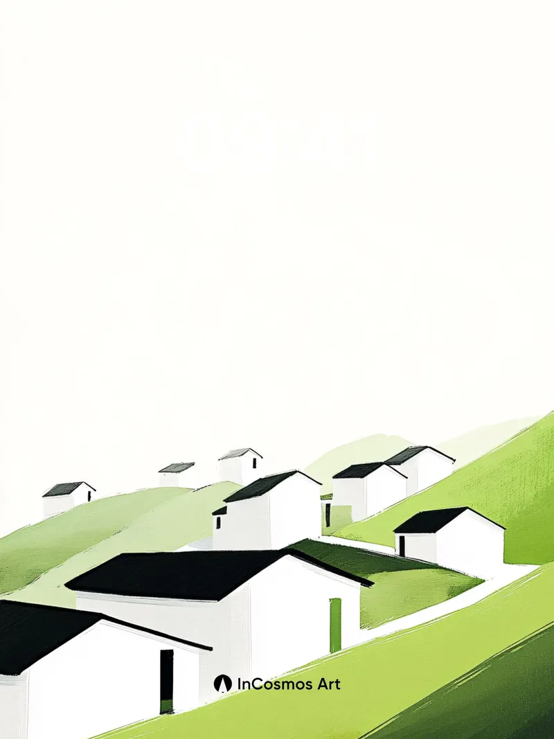 Serenity Hillside Wallpaper with Whispering Roofs