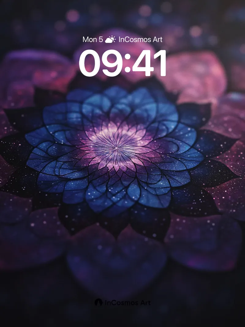 Cosmic Lotus Wallpaper with Starlight Veins