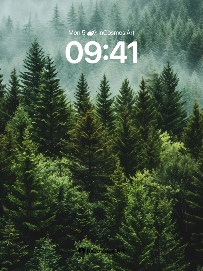 Mist-Weaved Pine Wallpaper with Whispering Canopy