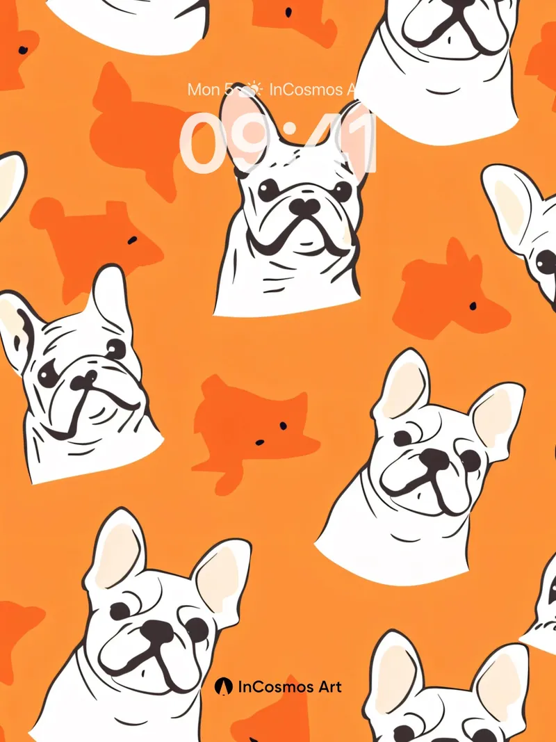 Playful Pup Wallpaper with Whimsical Orange Hues