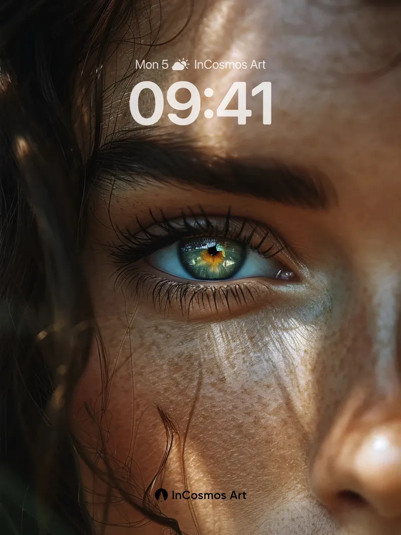 Sunlit Fractal Wallpaper with Freckled Skin