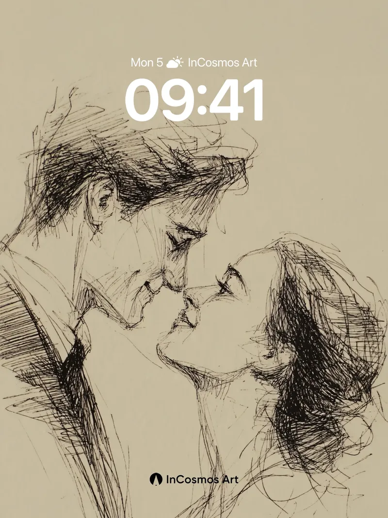 Whispering Lines Wallpaper with Soulful Gaze