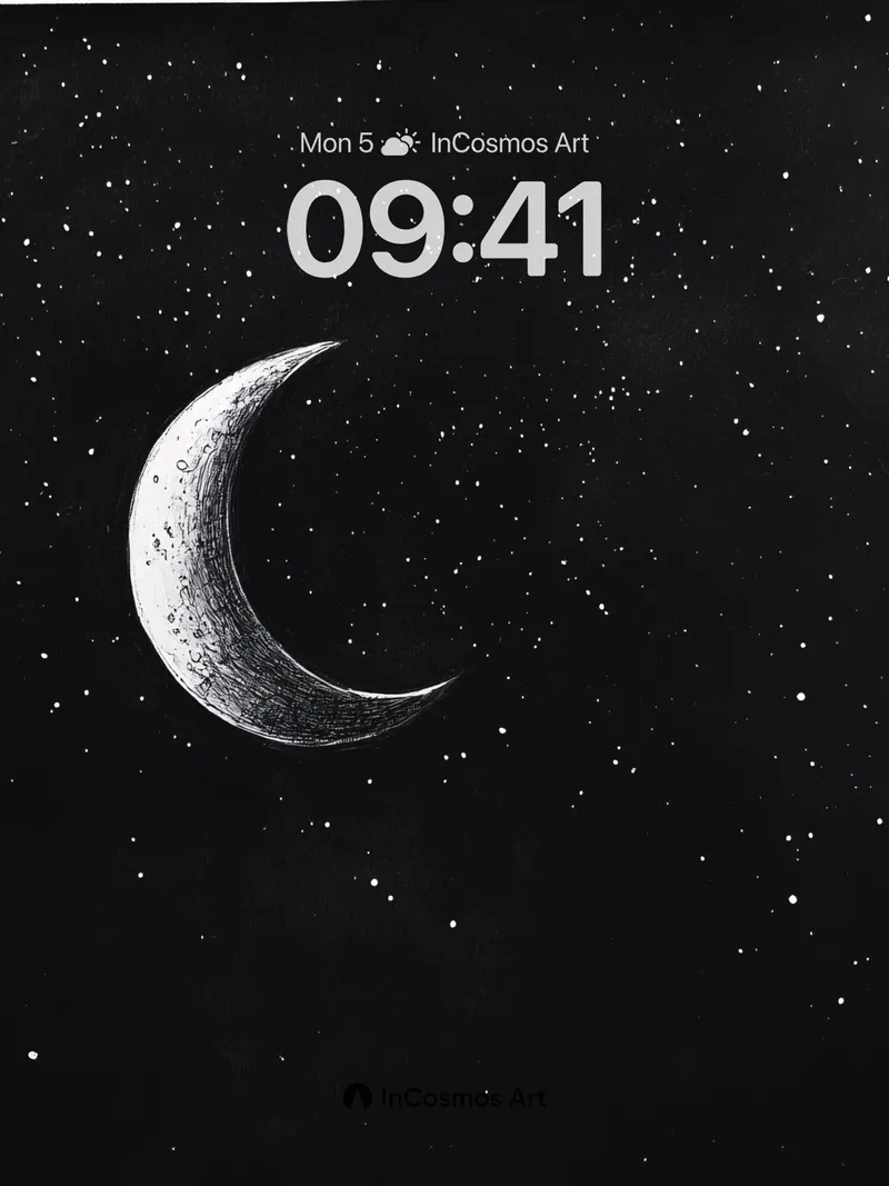 Silent Crescent Wallpaper with Starlit Veil