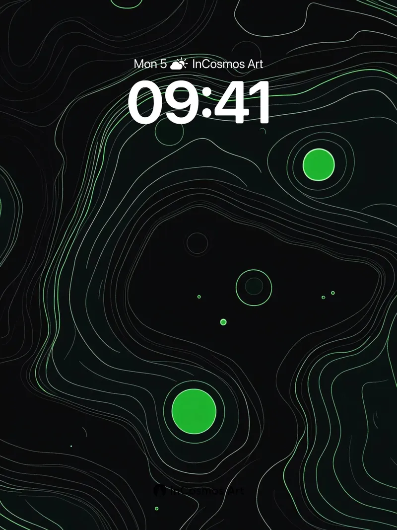 Neon Topography Wallpaper with Ghost Circles