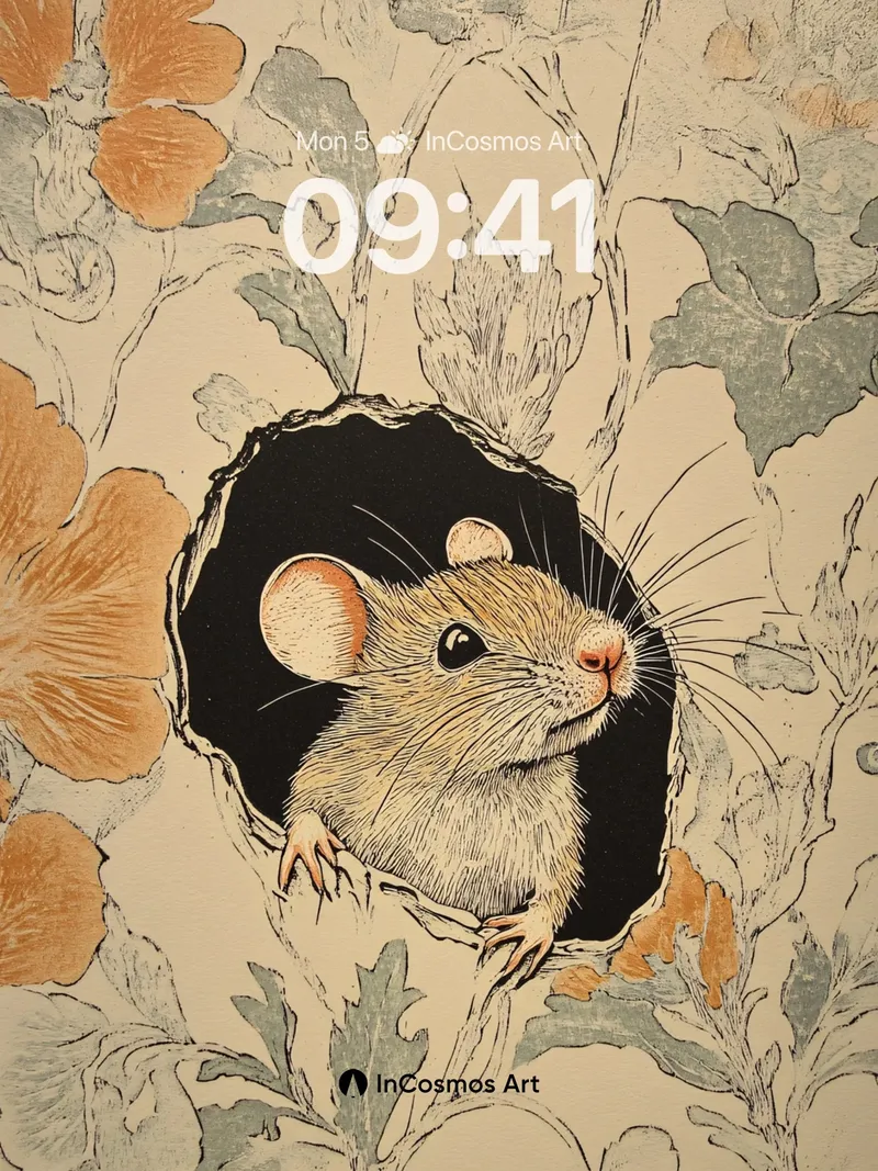 Whispering Mouse Wallpaper with Floral Veil