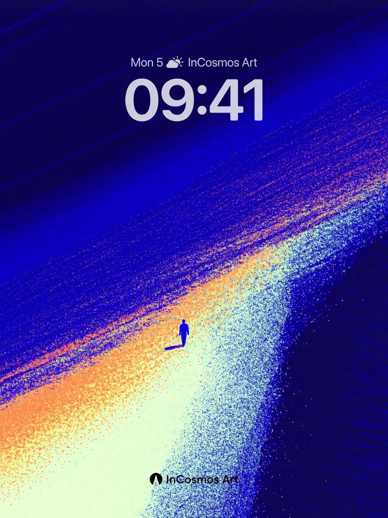 Cosmic Solitude Wallpaper with Particle Light Trail