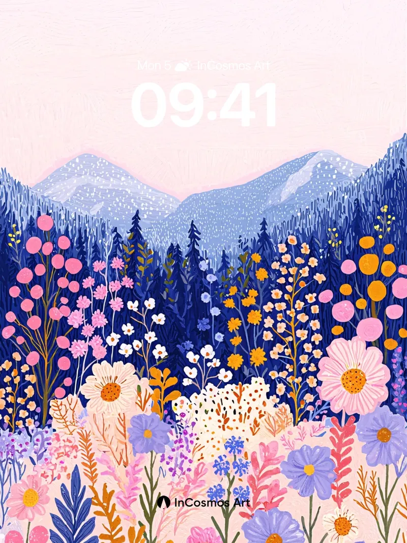 Whispering Meadow Wallpaper with Mountain Hush