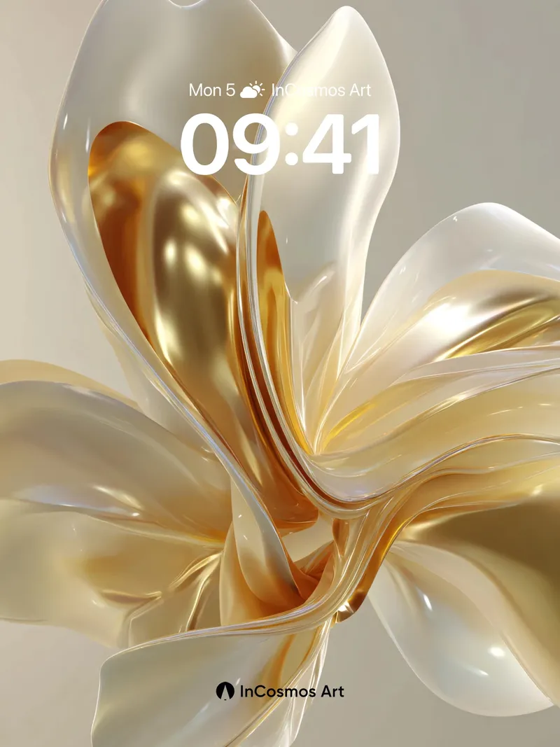 Luminous Petal Wallpaper with Golden Veins
