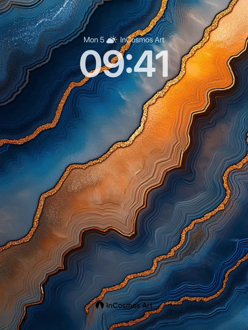 Deep Currents Wallpaper with Golden Veins