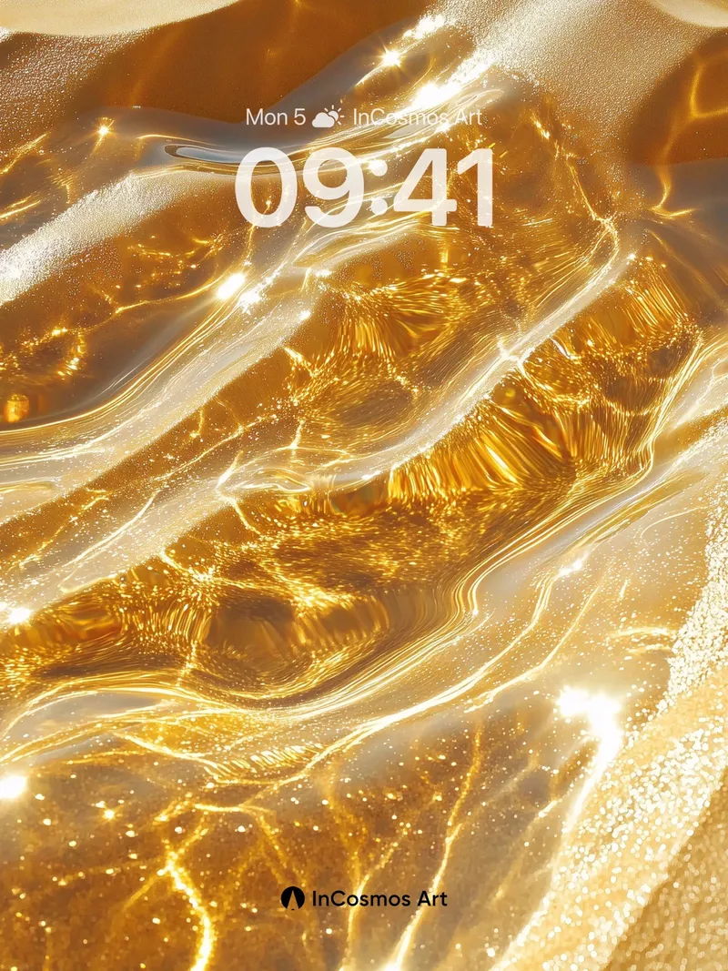 Liquid Gold Wallpaper with Sunlit Waves