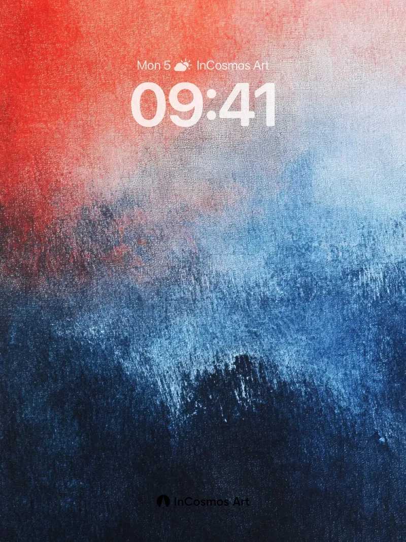 Crimson Horizon Wallpaper with Deep Blue Veils