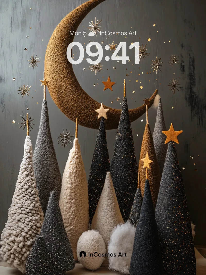 Velvet Night Forest Wallpaper with Moonlit Stars