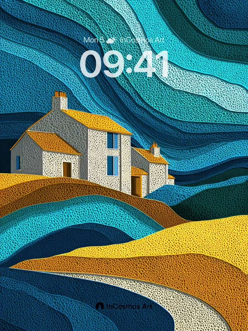 Whirlwind Stonehouse Wallpaper with Textured Sky