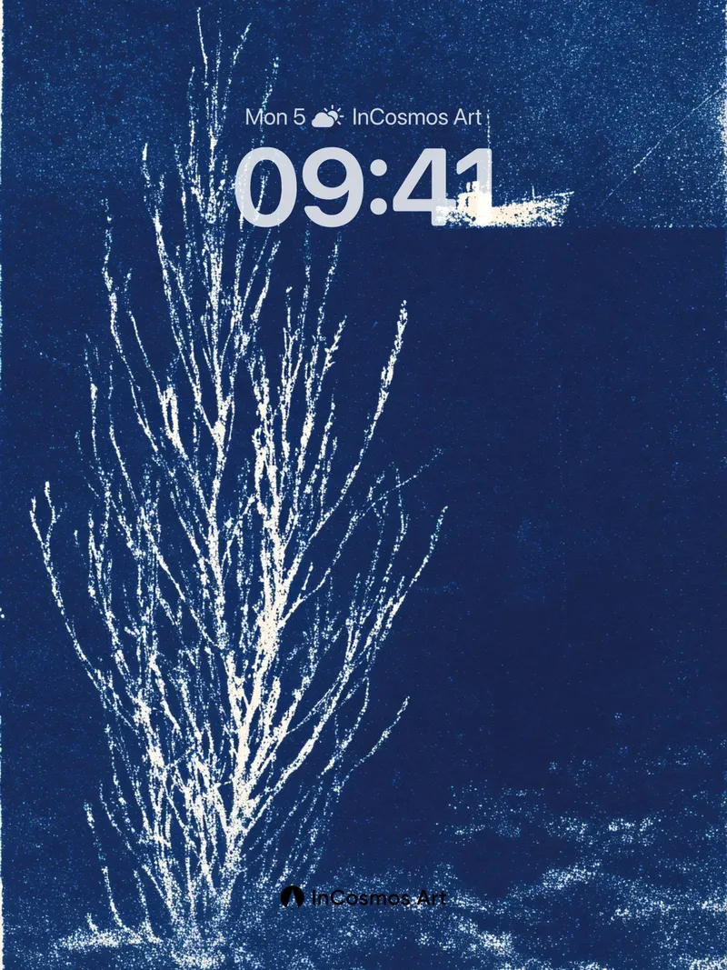Nocturnal Tides Wallpaper with Cyanotype Ghosts