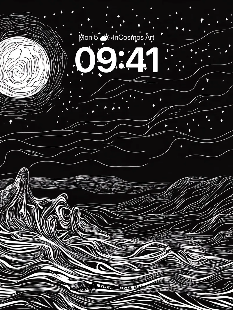 Nocturnal Tide Wallpaper with Swirling Moonlight