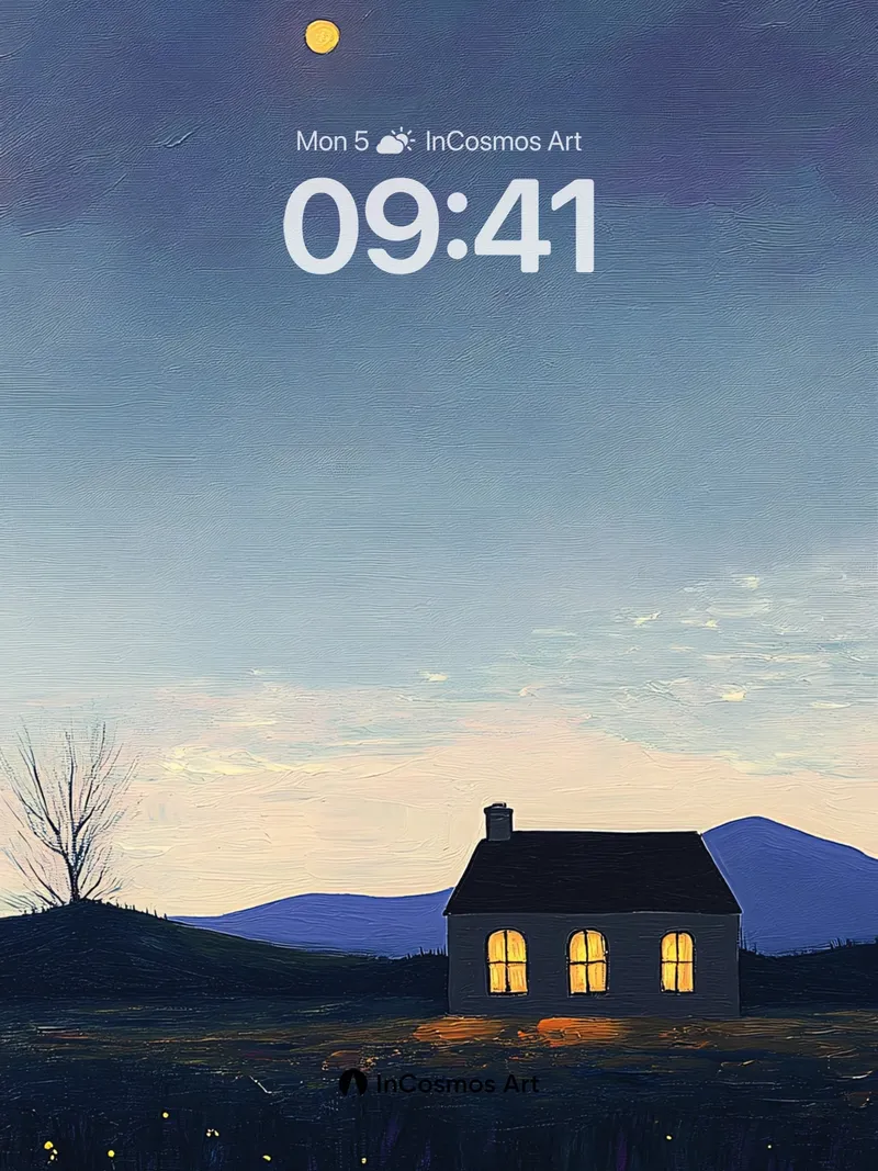 Luminous Solitude Wallpaper with Moonlit Fields