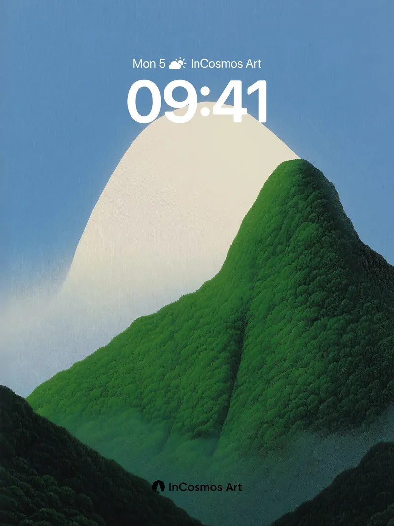 Serenity Peak Wallpaper with Cloud-Capped Summit