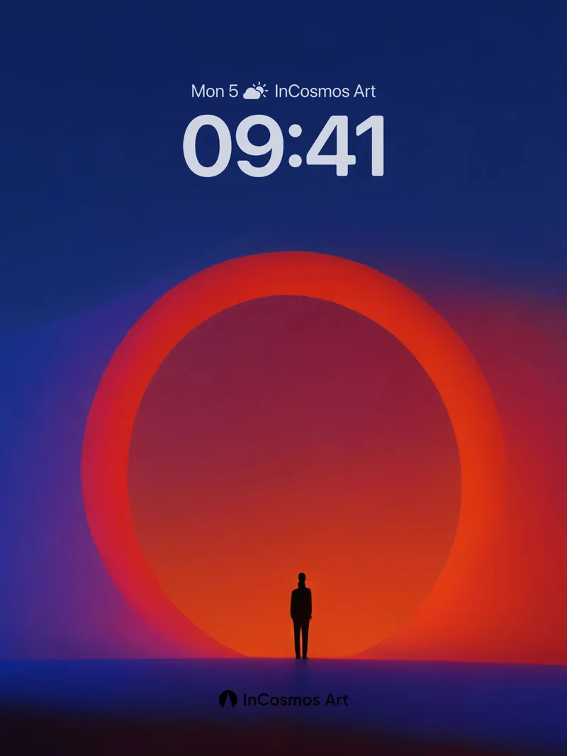 Silhouetted Solitude Wallpaper with Crimson Halo