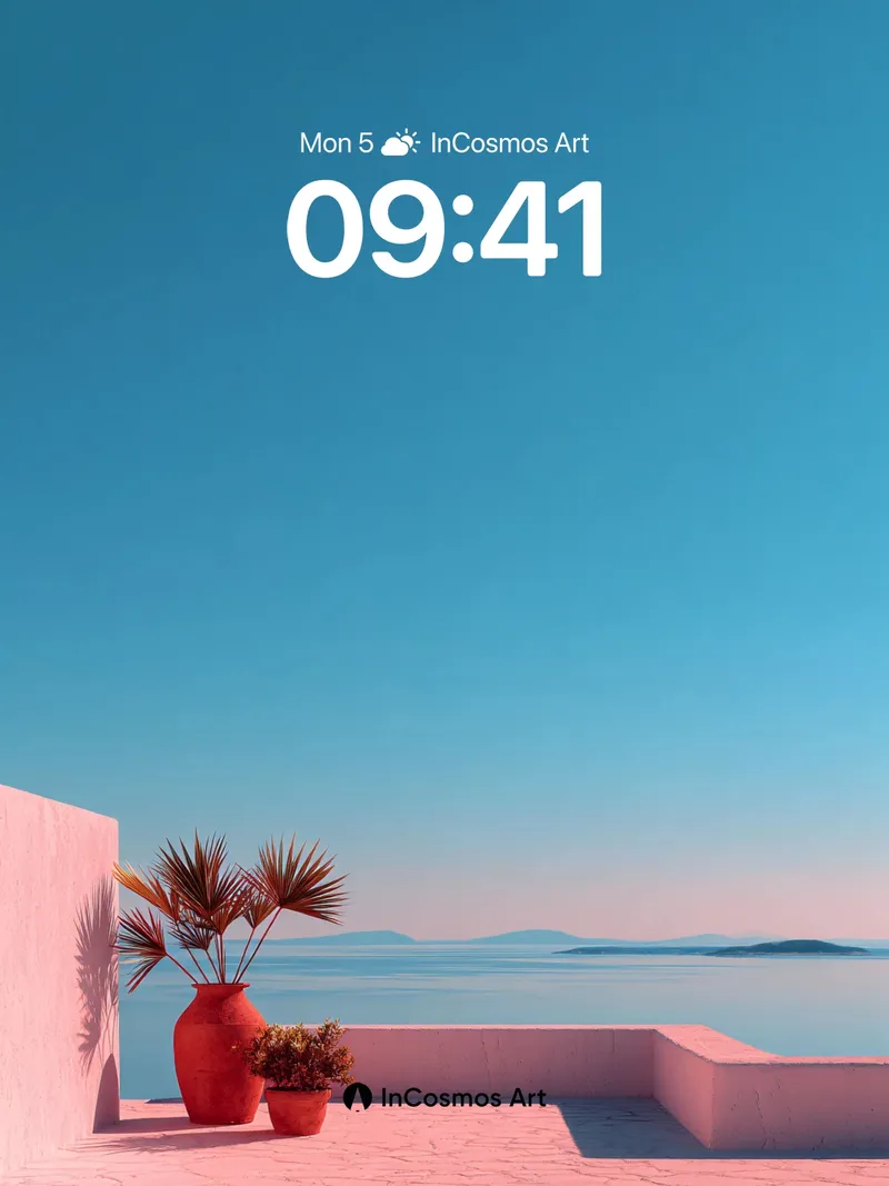 Serene Horizon Wallpaper with Coral Vessels