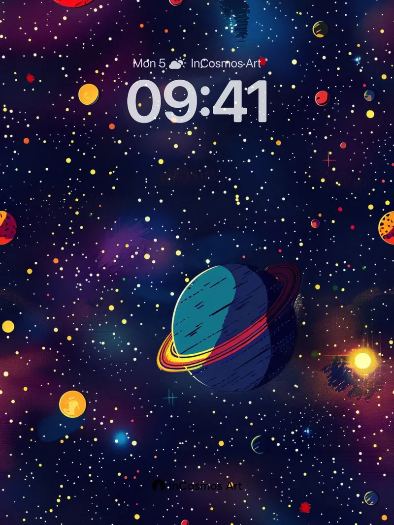 Cosmic Whispers Wallpaper with Saturn's Halo