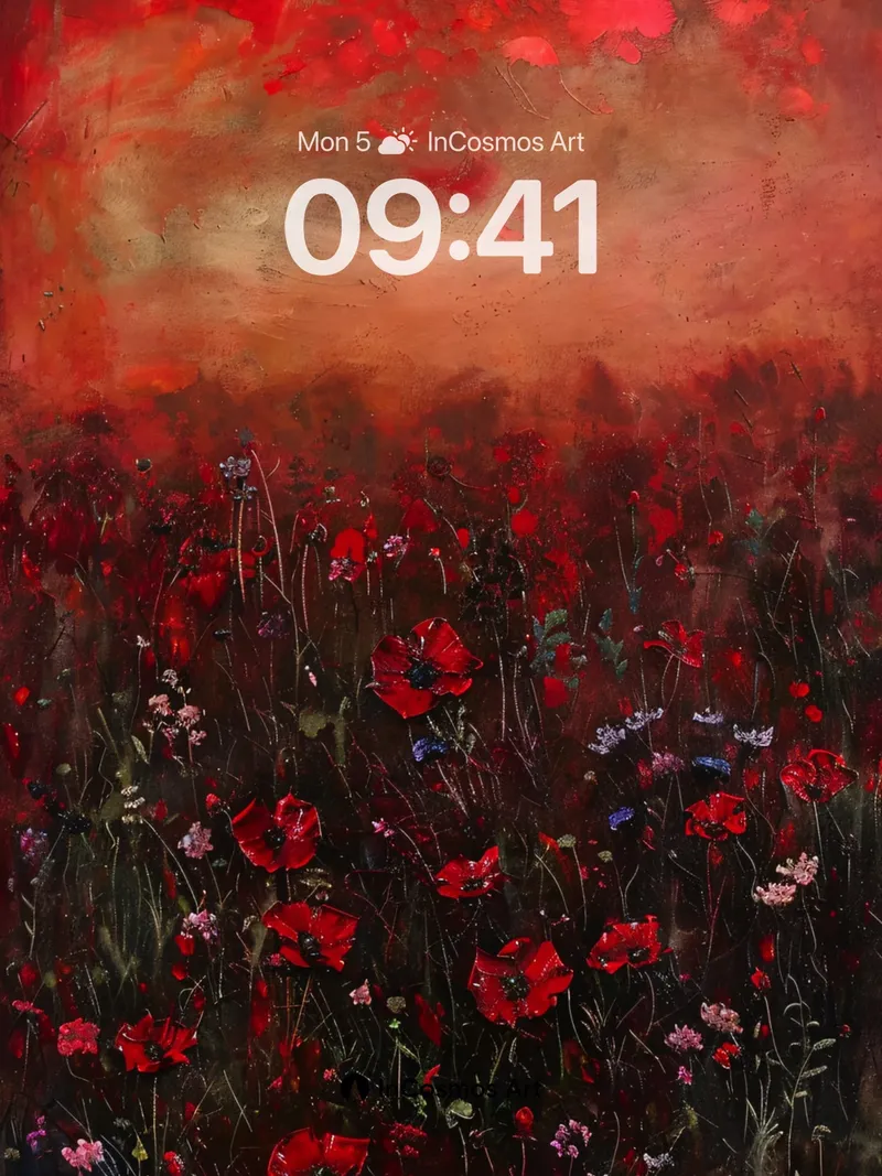 Crimson Hush Wallpaper with Blood-Red Poppies