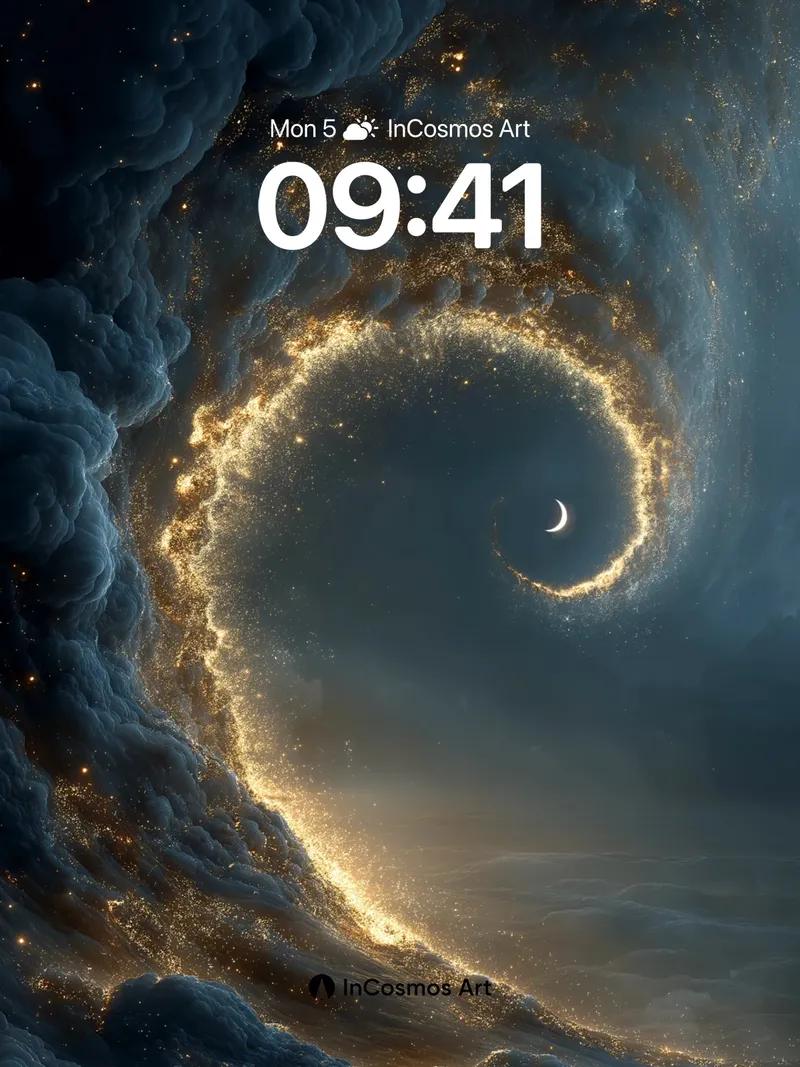 Luminous Spiral Wallpaper with Celestial Moon