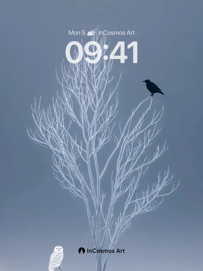 Silent Watch Wallpaper with Frost-etched Branches