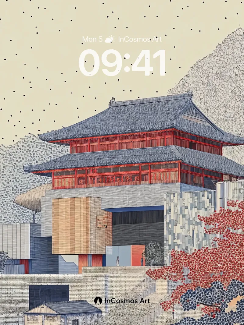 Serene Fusion Wallpaper with Traditional Meets Modern