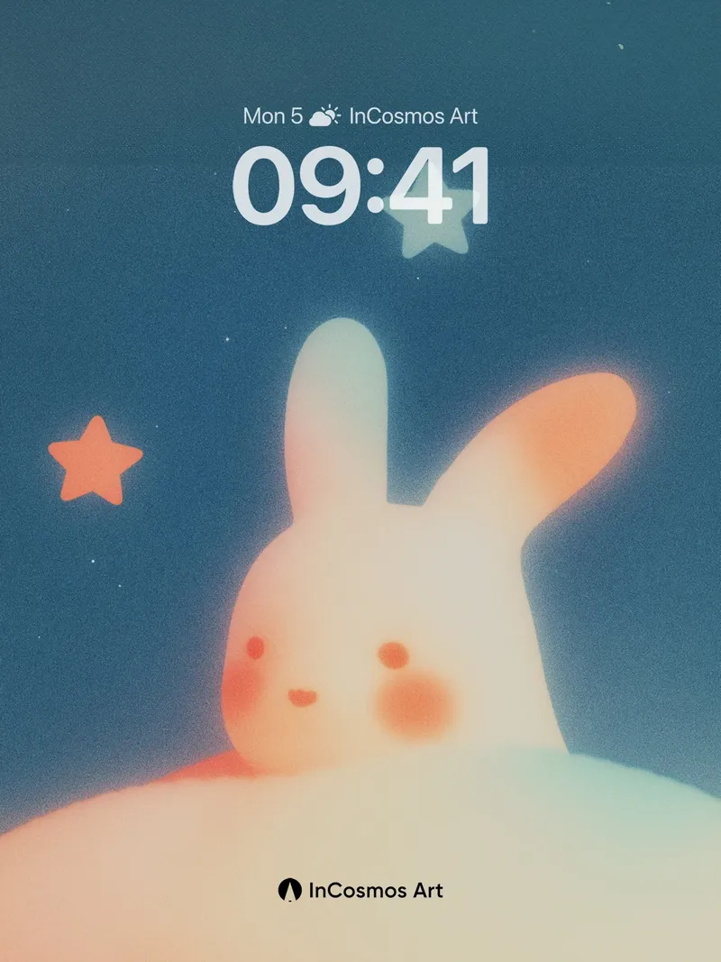 Glowing Hush Wallpaper with Starlit Bunny