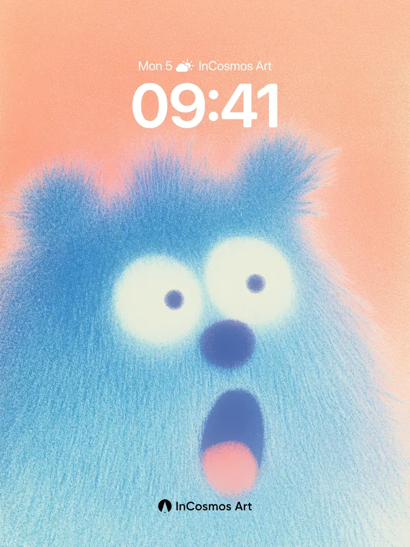 Surprised Fluff Wallpaper with Gradient Hush