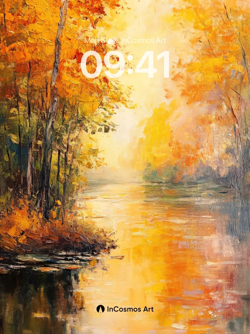 Golden Hush Wallpaper with Autumn Reflections