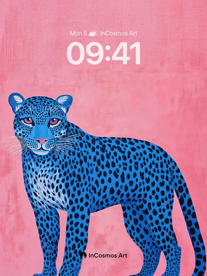 Electric Mirage Wallpaper with Sapphire Leopard