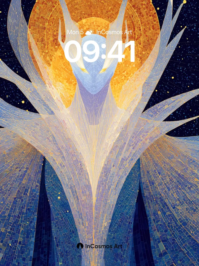 Celestial Bloom Wallpaper with Cosmic Veil