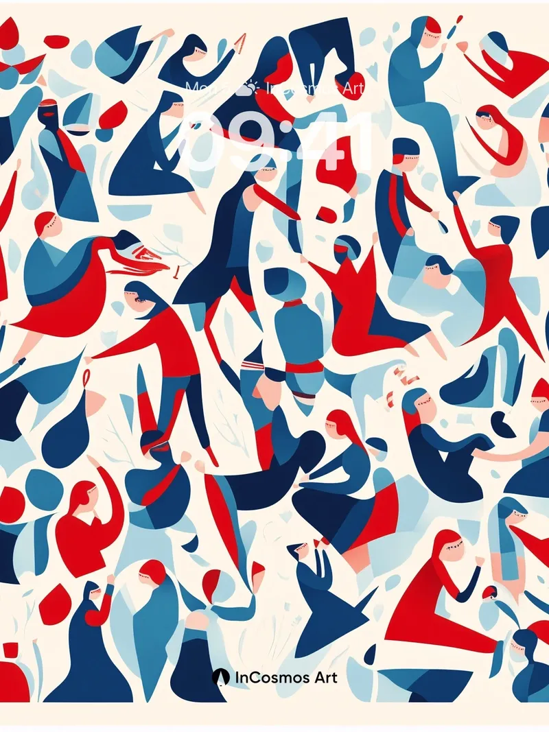 Whirling Harmony Wallpaper with Dancing Forms