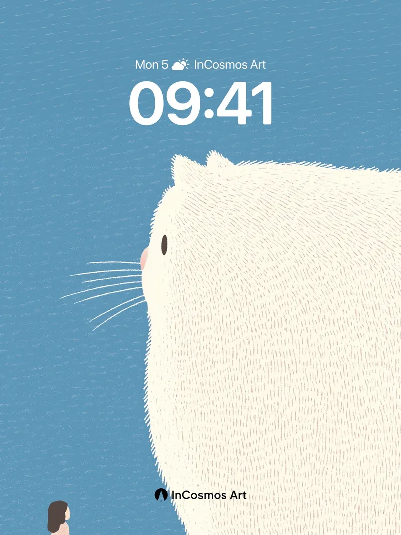 Serenity Meets Giant Cat Wallpaper with Whispering Textures