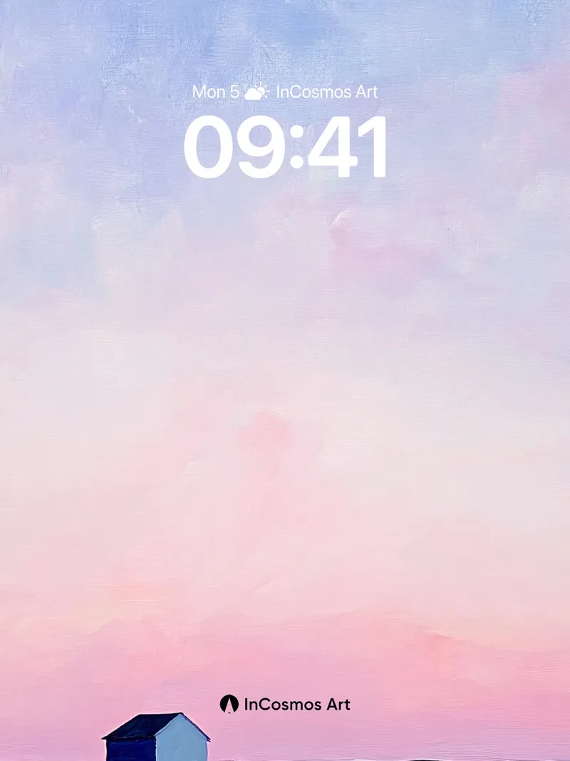 Serenity Field Wallpaper with Solitary Hut